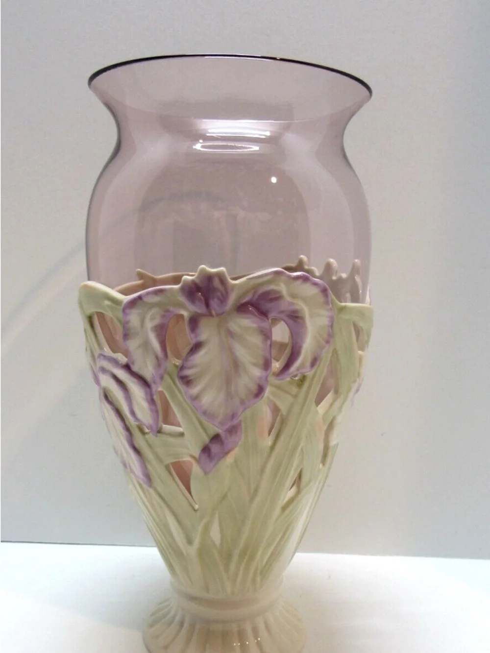 Lenox Lavender Glass & Ceramic Iris Vase